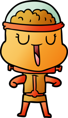 Bir insan tarafından çizilmiş mutlu çizgi film robotu