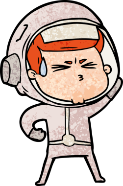 Çizgi film bir insan tarafından çizilmiş astronot.