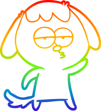 gökkuşağı gradyan çizgi çizimi bir insan tarafından çizilmiş sıkılmış bir köpek