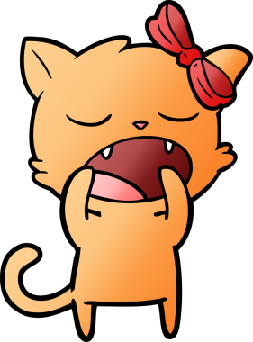 Bir insan tarafından çizilmiş esneyen kedi çizgi filmi.