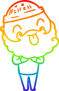 Gökkuşağı gradyan çizgisi sakallı bir adamın bir insan tarafından çizilmiş dili.