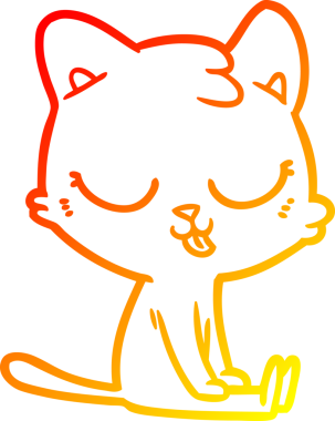 Bir insan tarafından çizilmiş çizgi film kedisinin sıcak çizgi çizimi