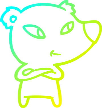 Bir insan tarafından çizilmiş şirin bir çizgi film ayısının soğuk gradyan çizgisi.