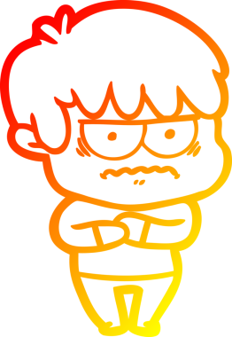 Bir insan tarafından çizilmiş kızgın çizgi film çocuğunun sıcak çizgi çizimi.