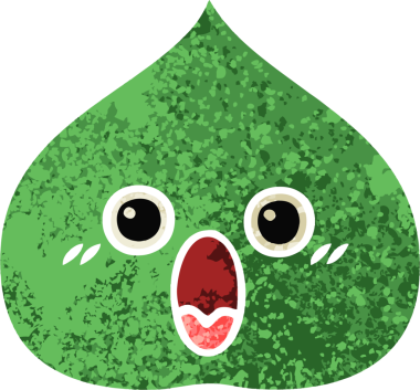 Bir insan tarafından çizilmiş dışavurumsal yaprağın retro çizim tarzı karikatürü