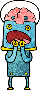 Bir insan tarafından çizilmiş çizgi film robotu