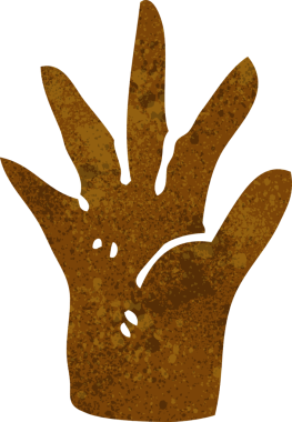 Bir insan tarafından çizilmiş çizgi el sembolü.