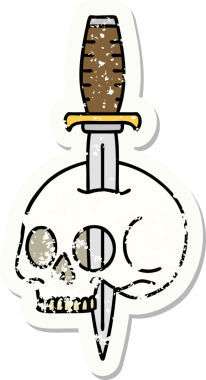 Bir insan tarafından çizilmiş geleneksel bir kafatası stili dövmesi var.