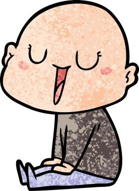 Bir insan tarafından çizilmiş mutlu, kel adam.