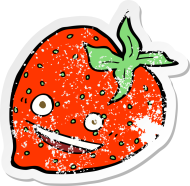 Bir insan tarafından çizilmiş karikatür çileğinin gerilimli yapıştırması.