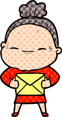 Bir insan tarafından çizilmiş barışçıl yaşlı bir kadın.