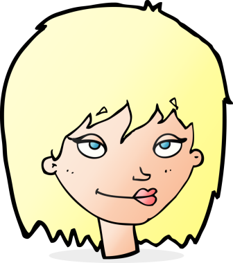 Bir insan tarafından çizilmiş gülümseyen bir kadın.