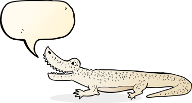 bir insan tarafından çizilmiş konuşma balonlu mutlu timsah çizgi filmi