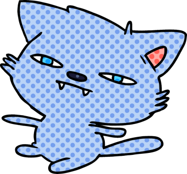 Bir insan tarafından çizilmiş kawaii kedisinin serbest çizimi.