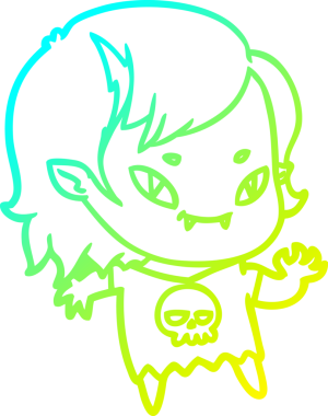 Bir insan tarafından çizilmiş soğuk hava çizgisi. Dost canlısı vampir kız.