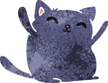 Bir insan tarafından çizilmiş sevimli kawaii kedisinin eski çizgi film çizimi