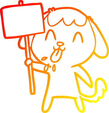 Bir insan tarafından çizilmiş sevimli bir köpeğin sıcak çizgi çizgisi.