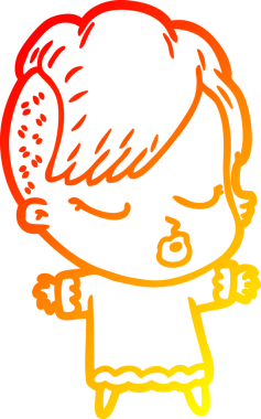 Bir insan tarafından çizilmiş güzel hippi bir çizgi film çizimi.