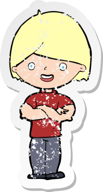 İnsan eli çapraz kollu bir çizgi film karakterinin gerilimli çıkartması.