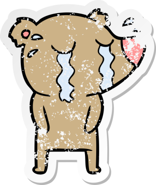 Bir insan tarafından çizilmiş ağlayan bir ayının sıkıntılı çıkartması.