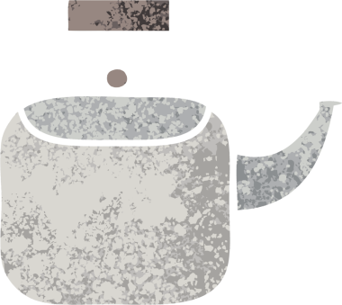 Bir insan tarafından çizilmiş bir çaydanlığın retro çizim tarzı karikatürü