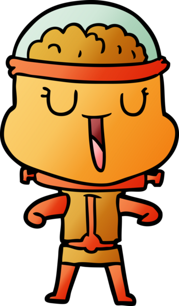 Bir insan tarafından çizilmiş mutlu çizgi film robotu