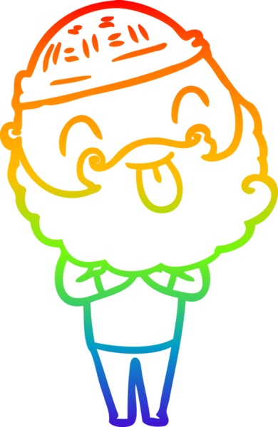 Gökkuşağı gradyan çizgisi sakallı bir adamın bir insan tarafından çizilmiş dili.