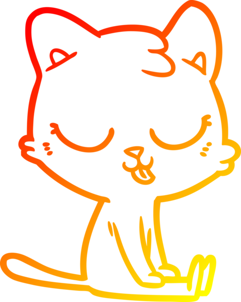 Bir insan tarafından çizilmiş çizgi film kedisinin sıcak çizgi çizimi