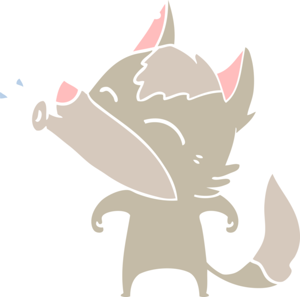 Uluyan Kurt düz renkli çizgi film bir insan tarafından çizildi.