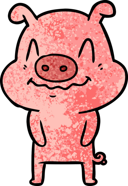 Bir insan tarafından çizilmiş sinirli çizgi film domuzu.