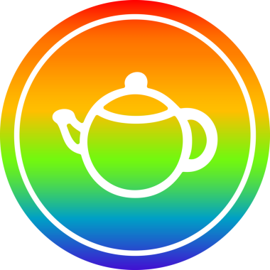 çay demliği dairesel simgesi gökkuşağı gradyan bir insan tarafından çizilmiş