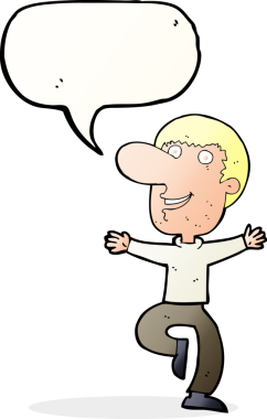 Bir insan tarafından çizilmiş konuşma balonlu mutlu adam çizgi filmi.