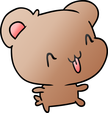 gradyan çizgi film illüstrasyonu kawaii bir insan tarafından çizilmiş sevimli mutlu ayı