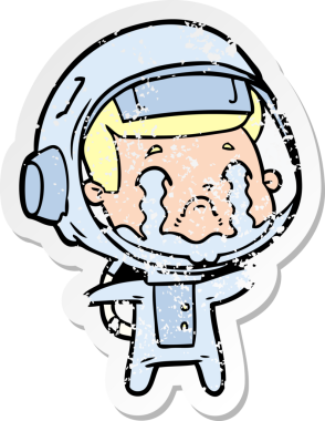 Bir insan tarafından çizilmiş ağlayan bir astronotun sıkıntılı çıkartması.