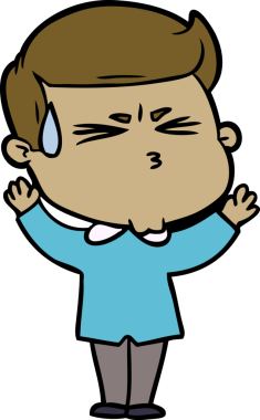 Bir insan tarafından çizilmiş terleyen çizgi film adamı.