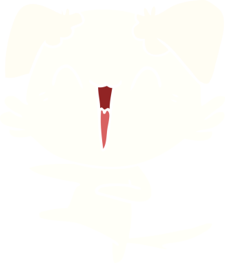 Mutlu dans eden köpek düz renkli çizgi film bir insan tarafından çizildi.