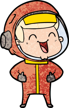 Bir insan tarafından çizilmiş mutlu astronot çizgi filmi.