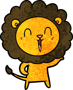 Bir insan tarafından çizilmiş gülen aslan çizgi filmi.