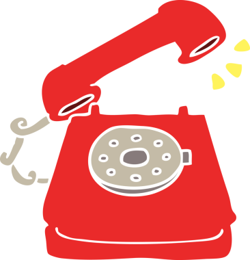 Bir insan tarafından çizilmiş düz renk çizgi film çalan telefon