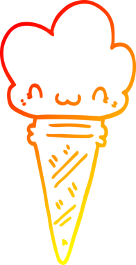 Bir insan tarafından çizilmiş karikatür dondurmasının sıcak çizgi çizimi