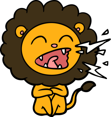 Bir insan tarafından çizilmiş kükreyen aslan çizgi filmi.