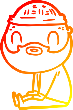 Bir insan tarafından çizilmiş sakallı bir adamın sıcak çizgi çizimi.