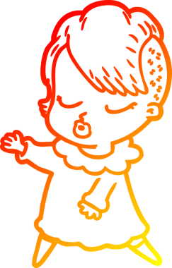 Bir insan tarafından çizilmiş güzel hippi bir çizgi film çizimi.