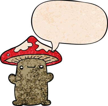 bir insan tarafından çizilmiş eski moda konuşma baloncuklu mantar.