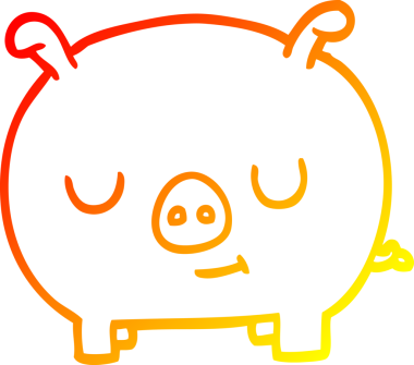 Bir insan tarafından çizilen mutlu domuz çizgi çizimi.