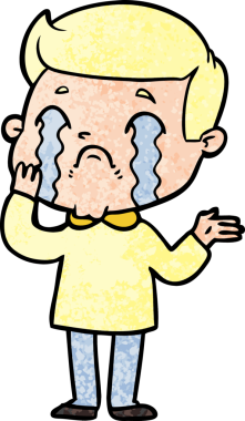 Bir insan tarafından çizilmiş ağlayan çizgi film adamı.