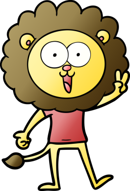 Bir insan tarafından çizilmiş mutlu çizgi film aslanı.