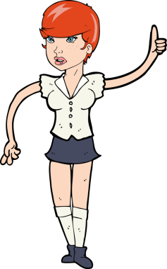 Bir insan tarafından çizilmiş sorular soran güzel bir kız.