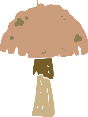 Bir insan tarafından çizilmiş düz renkli çizgi film mantarı