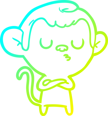 Bir insan tarafından çizilmiş bir çizgi maymun çizimi.